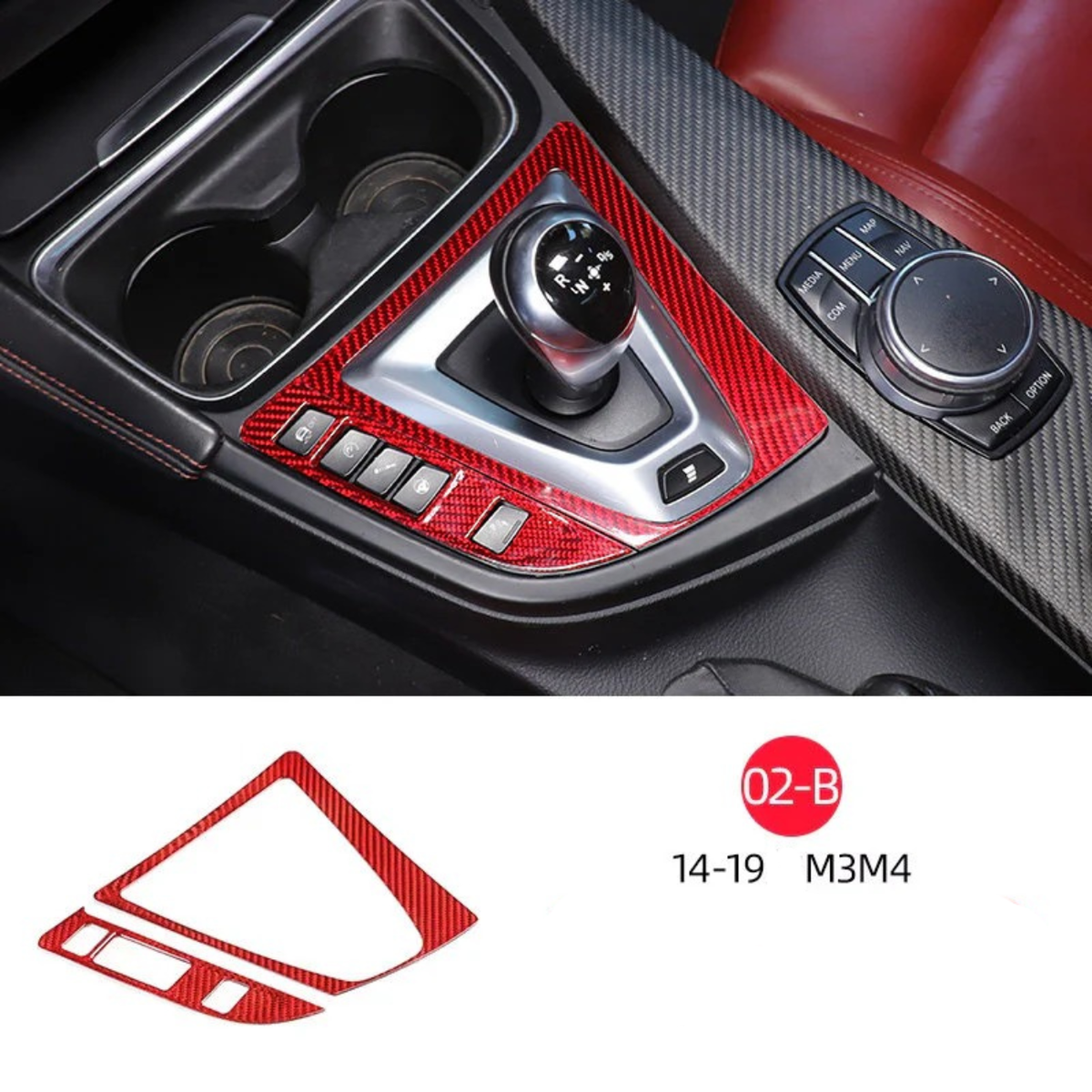 Suitable for 14-18 BMW M3 M4 true carbon fiber interior modification accessories central control head decorative cover