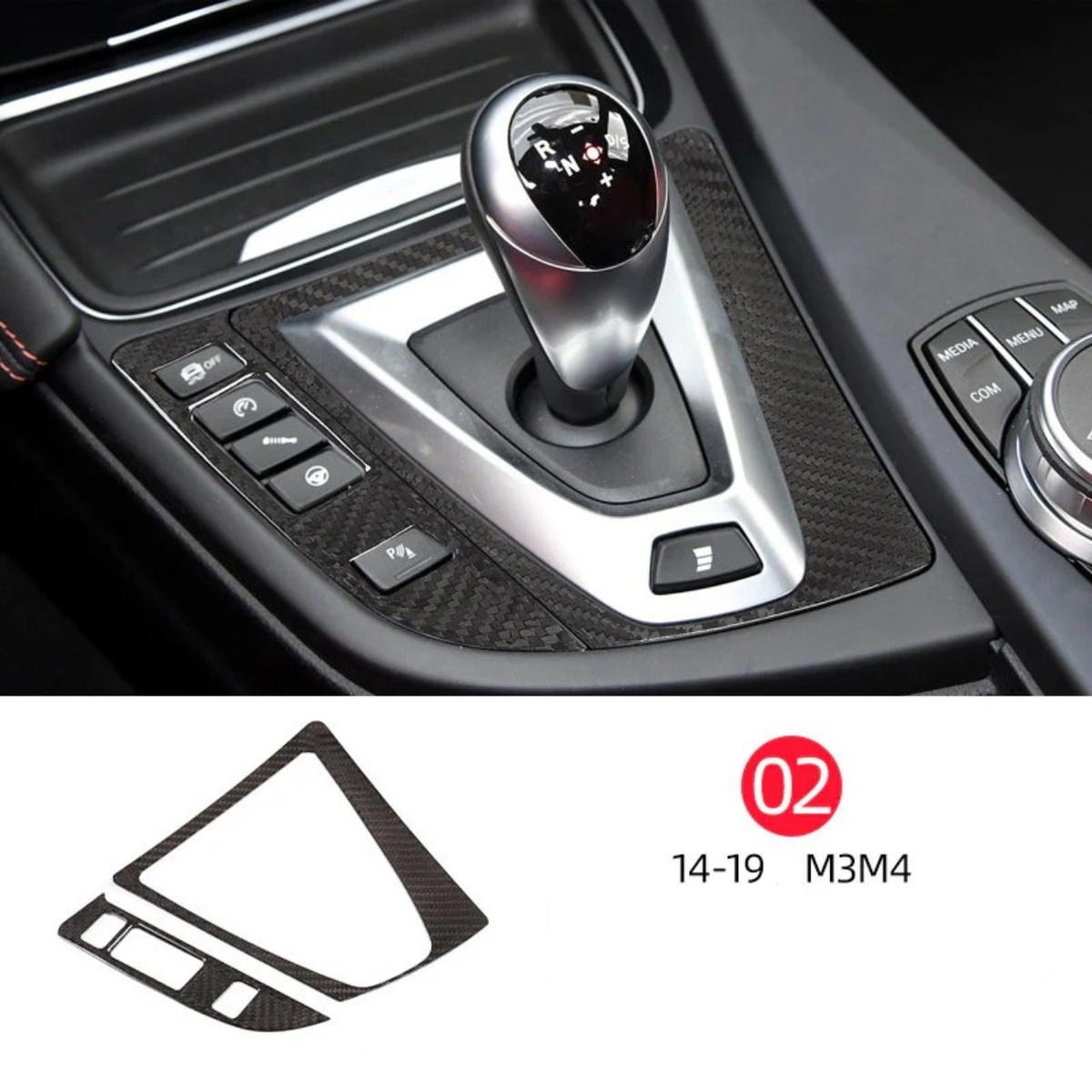 Suitable for 14-18 BMW M3 M4 true carbon fiber interior modification accessories central control head decorative cover