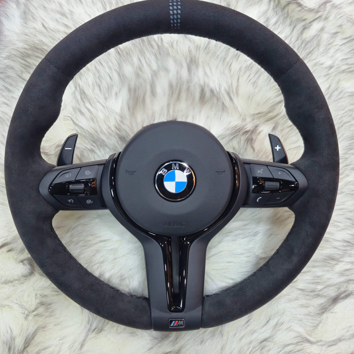 Black Full Alcantara Black Trim Steering wheel  Fit  Bmw F Series