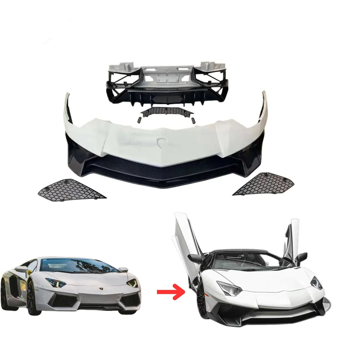 Body Kit for Lamborghini Aventador LP700 Upgrade to LP750 SV Style Front Bumper Rear Bumper Spoiler