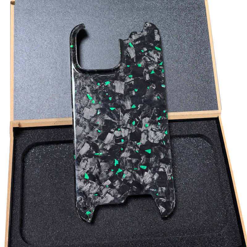 Forged Carbon Fiber iPhone Case – Luxury Green Flake Design | Shockproof & Slim Fit
