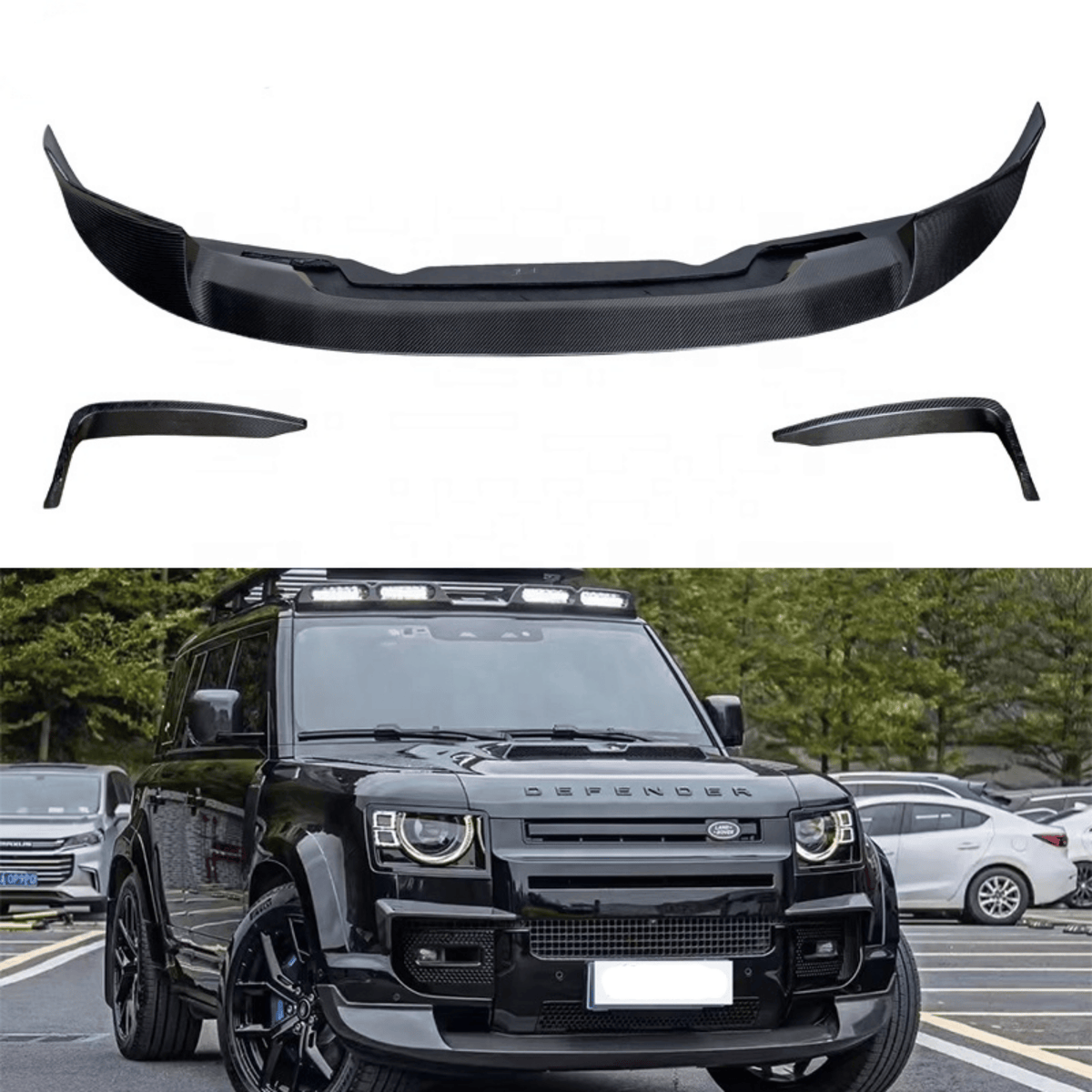 Carbon Fiber Front Lip Spoiler for Land Rover Defender (2020+) – Sport Aero Upgrade Kit