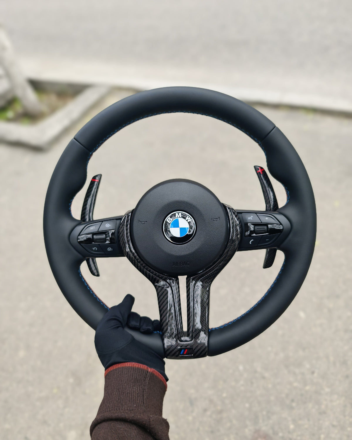 Black M Sport  Carbon Trim and Paddle Shifters   Steering Wheel For BMW F80,F15,F10,F20,F07,F30,F32 and  All F Series